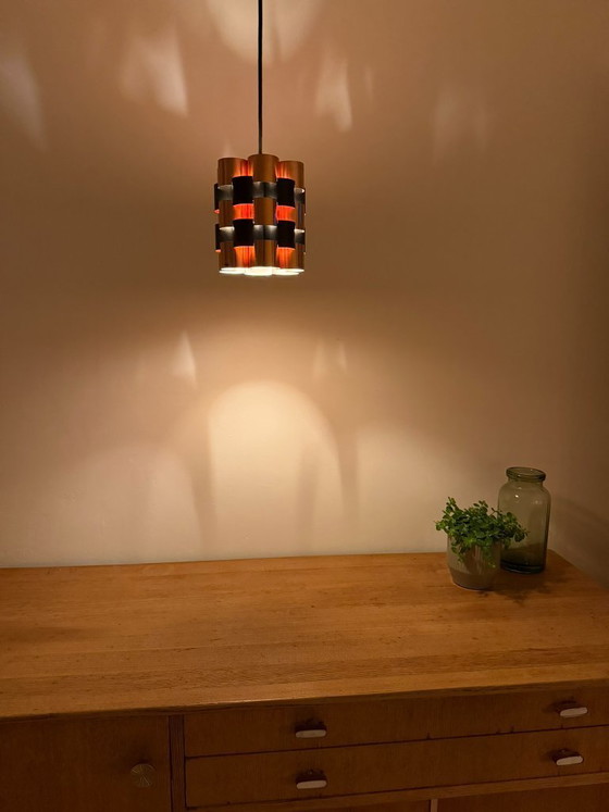 Image 1 of Vintage Werner Schou Coronell Elektro messing hanglamp – Deens design uit het midden van de 20e eeuw