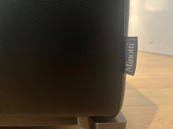 Image 1 of Minotti Andersen 4-Delige Zwarte Leren Hoekbank 