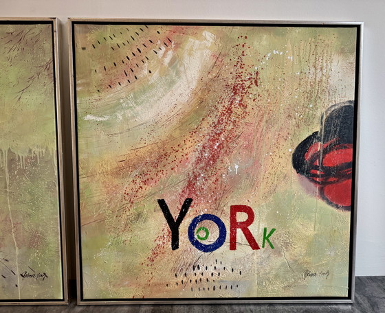 Image 1 of Œuvre encadrée peinte à la main « New York » par Robert Young