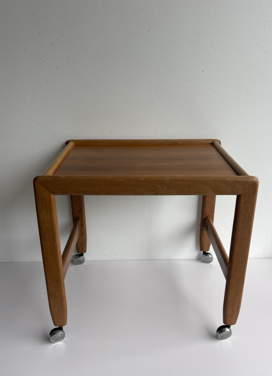 Vintage Danish design teak wood bar cart trolley 1960s, Metal, Brown (photo 3 of 15)