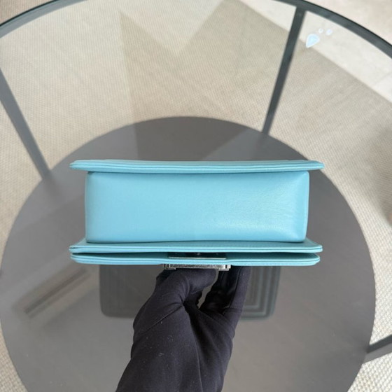 Image 1 of Chanel Boy Small - 20CM Stingray Tiffany Blue Silver Hardware Series 22