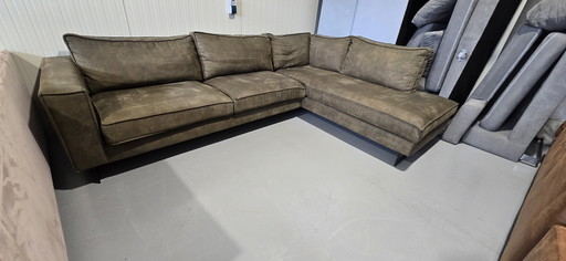 Armeegrünes Mikrofaser-Ecksofa Pronto