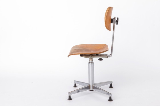 Image 1 of Egon Eiermann Swivel Chair for Wilde & Spieth, Bauhaus Desk Chair 1950s, German Industrial Beech Chair