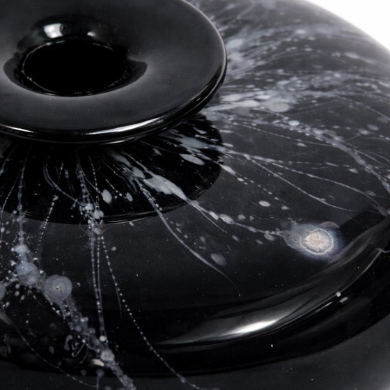 Image 1 of Vaso in vetro artistico francese degli anni '60, con decorazione a foglia d'argento, stile Murano.