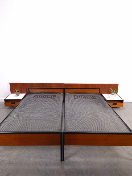 Double bed Japanese Series Cees Braakman for Pastoe and Auping with nightstands – Metal (photo 3 of 20)