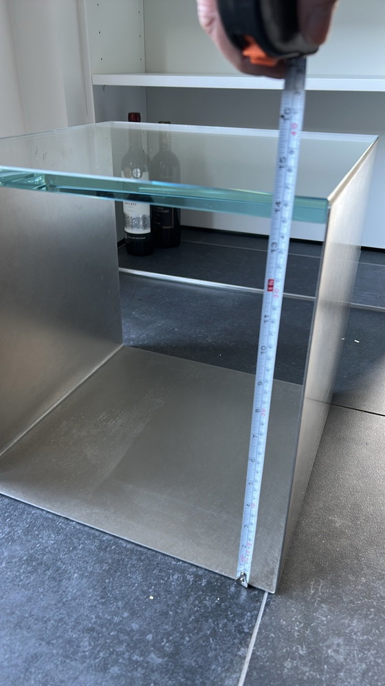 Kubus Beistelltisch Edelstahl Kristallglas – riant stoutenbeek, Beistelltische, Rostfreier Stahl (photo 11 of 15)