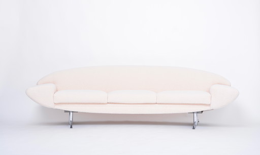 Midcentury Capri Sofa by Johannes Andersen Reupholstered in White Teddy Fur