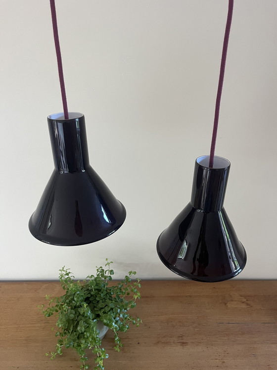 Image 1 of vintage Holmegaard P&T pendentif ensemble de 2 - Michael Bang - Lampe design danoise