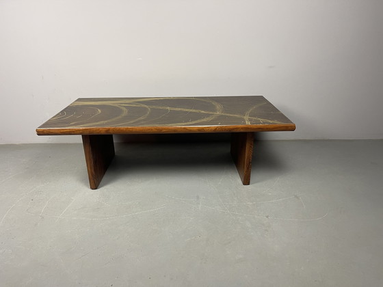 Image 1 of Artistic Brutalist Brass-Etched Coffee Table in the Style of Bernhard Rohne, Germany, 1960s. Ref.: CT1001