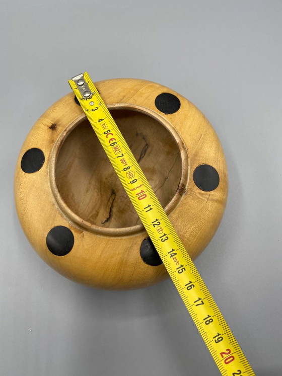 Scatola in acero tornito, intarsi in ebano, firmata dall'artigiano. – Oggetti decorativi (photo 6 of 7)