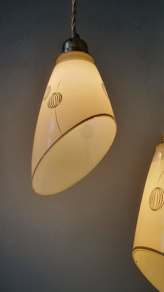 Set Vintage Hanglampen Met Decoratie. Beige / Zacht Geel – Metal (photo 17 of 27)