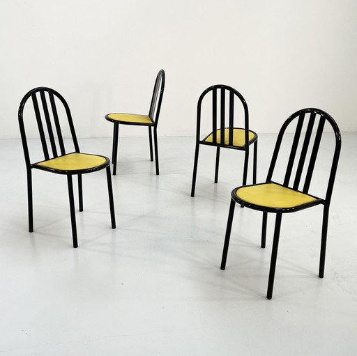 Set Of 4 Yellow Fabric No.222 Chairs By Robert Mallet-Stevens For Pallucco Italia, 1980