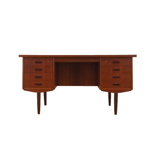 Escritorio de teca, diseño danés, década de 1970, fabricado en Dinamarca.