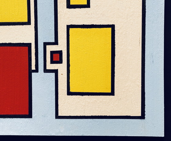 Image 1 of Shozo Hirai - Rare constructivist painting on panel circa 1980