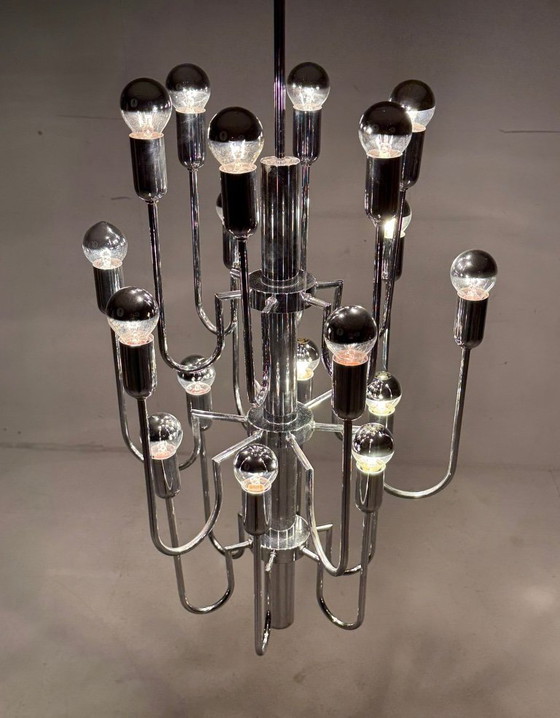 Image 1 of Mid-century chrome Sputnik chandelier by Gaetano Sciolari, Italy, 1970s