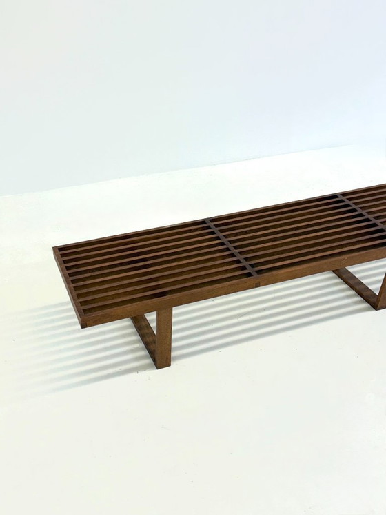 Image 1 of Vintage George Nelson long Platform lattenbank van teak hout