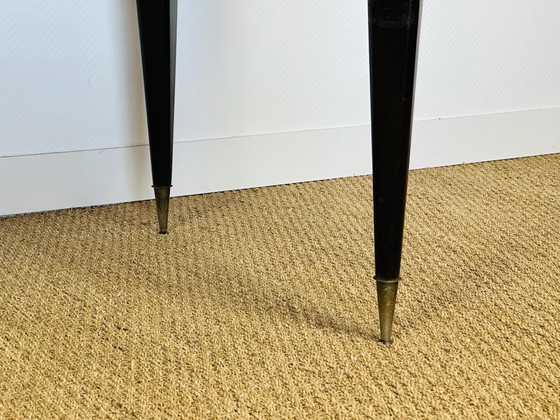 Image 1 of Art Deco modernistische eettafel met marqueterie van Macassar ebbenhout, 1940