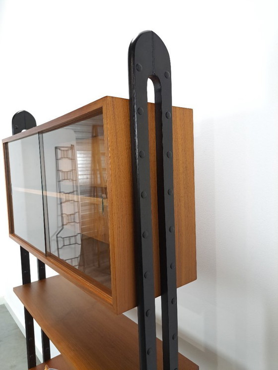 Image 1 of Teak Musterring design kast met zwarte poten