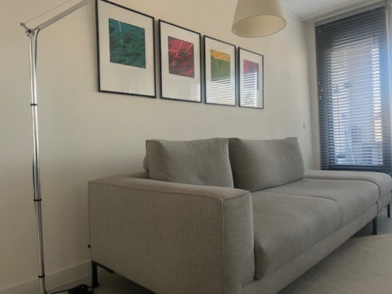 Image 1 of Design on Stock Aikon Lounge 3-zits en lounge poef stof Milton dune zandkleurig beige