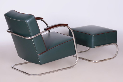 Restored Bauhaus Stool, by Robert Slezák, Chrome, Leather, Czech, 1930s – krukjes (photo 2 of 20)