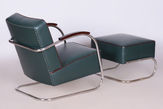 Restored Bauhaus Stool, by Robert Slezák, Chrome, Leather, Czech, 1930s (photo 2 of 20)