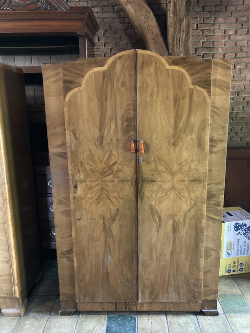 Art deco / nouveau cabinet of walnut book veneer