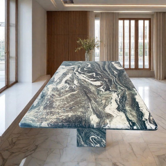 Image 1 of Gran Mesa de Comedor Cipollino Ondulato Mármol Diseño Italiano