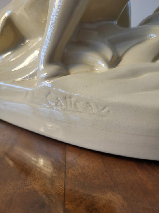 Charles Catteau Boch Frères Art Deco Panter & Slang Keramiek Ca.1930 – Decoratieve objecten, Porcelain (photo 5 of 11)