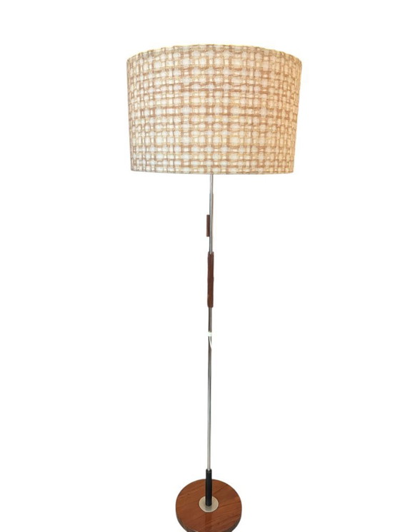 Image 1 of Temde vintage 60s floor lamp/floor lamp height-adjustable with ceiling washlight made of teak and chrome-plated metal
