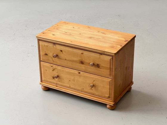 Solid Pine Chest of Drawers with 2 Drawers, Country Style, 1990s, Sideboard, Wood, Beige (photo 8 of 15)