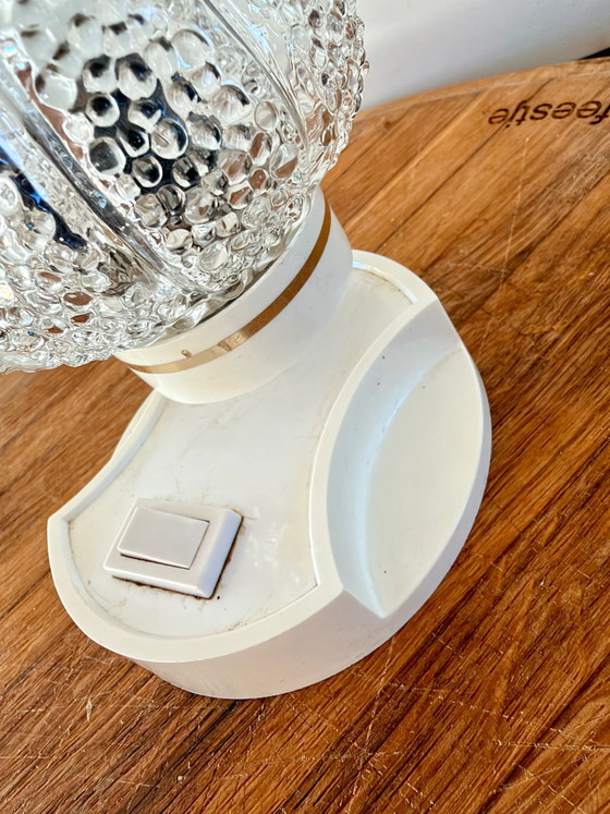 Lampe de table Mid-Century Modern Ice Glass (Style Orion / Neuhaus), Verre, Plastique, Crème (photo 4 sur 5)