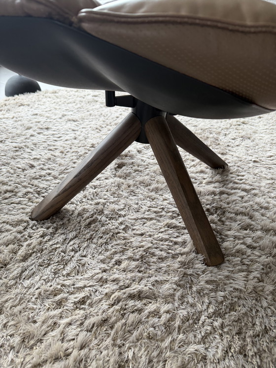 Image 1 of B&B Italia Husk Leather Swivel Armchair with Ottoman