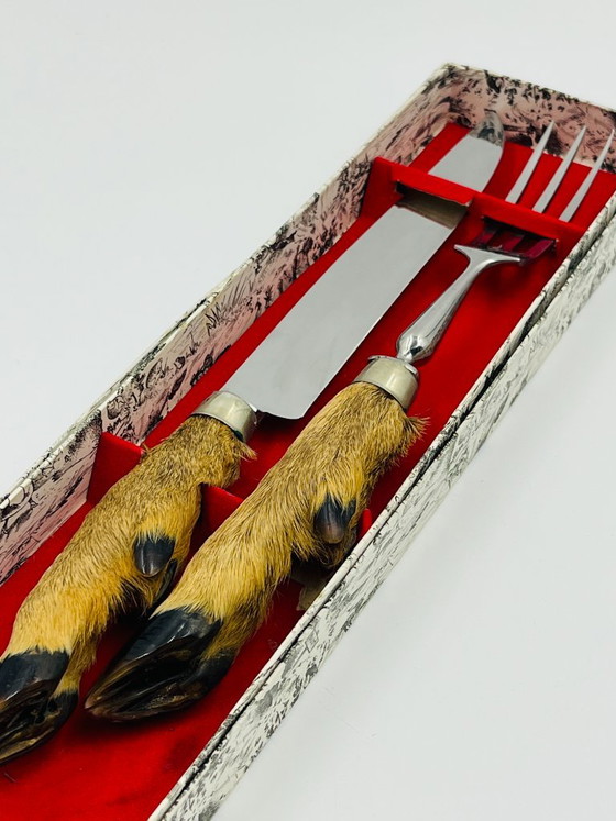 Hunting Carving Set by Gérard Pouply Rethel, Cutlery Sets, Metal, Brown (photo 2 of 12)