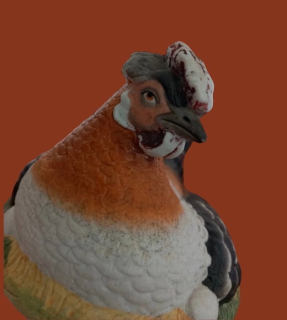 Image 1 of Victorian hen on nest peering antique Staffordshire pottery