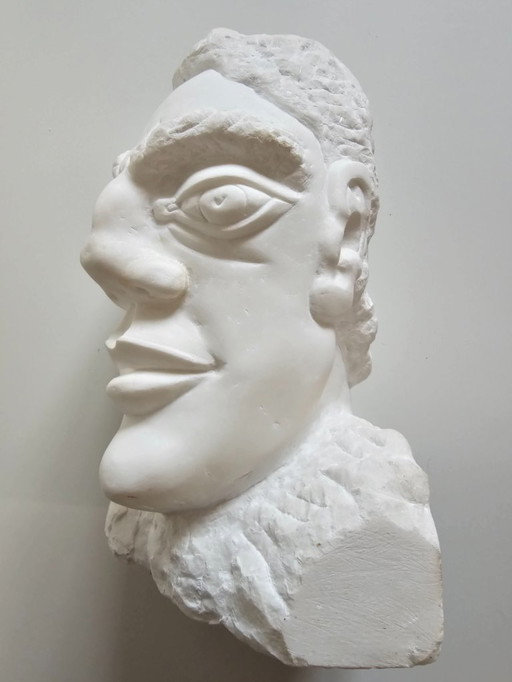 Man's head, white Carrara marble 2022