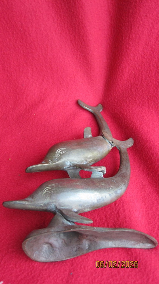 Image 1 of Bronze dolphin pair