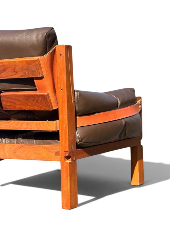 Auténtico conjunto de salón Pierre Chapo: sofá S32 y sillón S15 - Olmo y cuero (años 60) – Zona de estar (photo 20 of 23)
