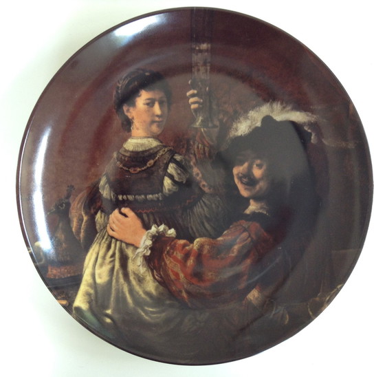Image 1 of Vintage Wall Sign Rembrandt van Rijn, Rembrandt & Saskia, Kaiser W Germany