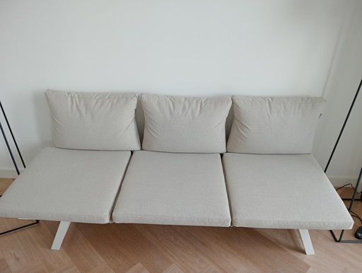 Banc de jardin, chaise longue et table assortie Intratuin Julia Blanc/Taupe 198 x 76 x 81 cm – tuinbank, Aluminium