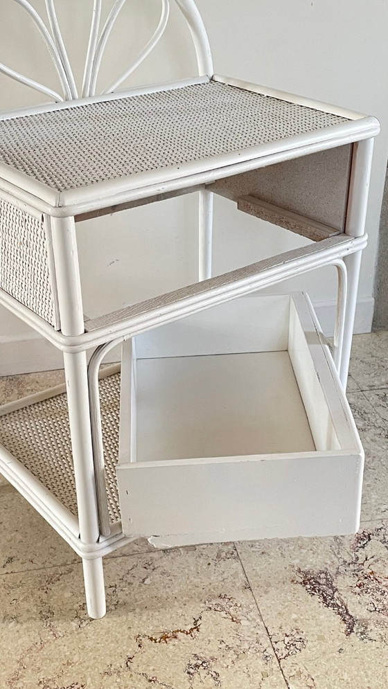 Image 1 of Coppia di comodini vintage in rattan