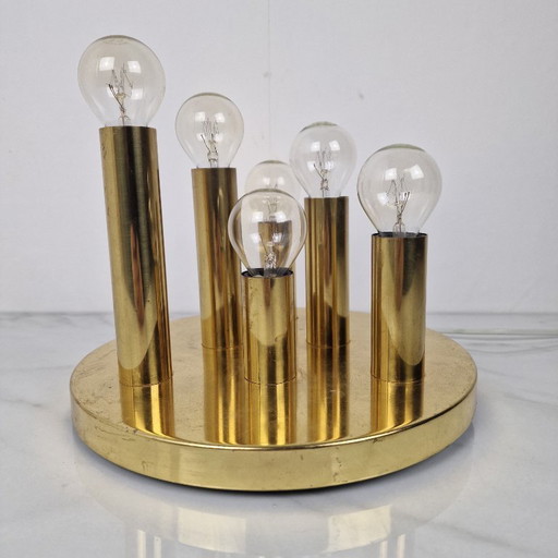 6-Light Flush-Mount Attributed to Gaetano Scioliari for Boulanger, Italy 1970's