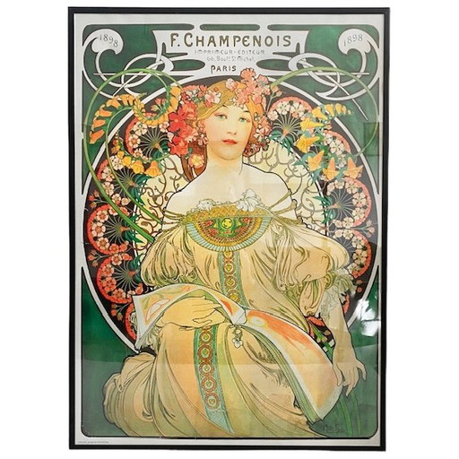 Vintage painting Mucha framed poster Art nouveau