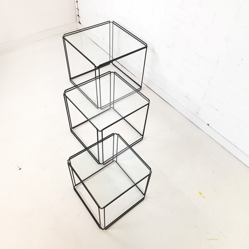 Casetta nido vintage Isocele Max Sauze, anni '70, nera con vetro