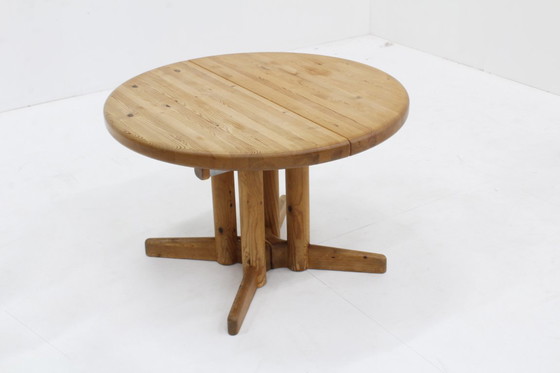 Image 1 of Set Vintage dining table and dining chairs pine wood papercord