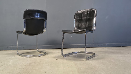 Image 1 of Chaises de salle à manger vintage de Willy Rizzo pour Cidue, ensemble de 4, années 1970