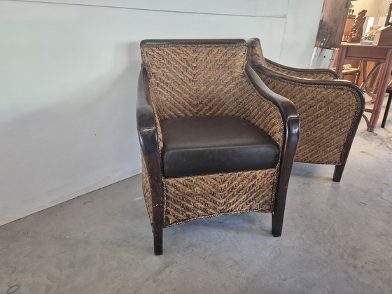 Image 1 of 4 vintage art deco colonial style armchairs