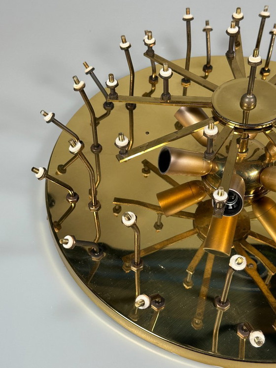 Image 1 of Lampada da soffitto Plafoniere anni '60-'70 Ernst Palme in ottone e vetro Germania