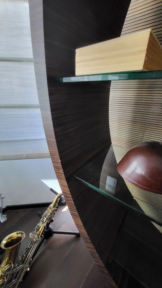 Roche Bobois OMEGA – Daniel Rode – Libreria circolare in impiallacciatura wengé – Librerie, Vetro, Legno (photo 3 of 9)