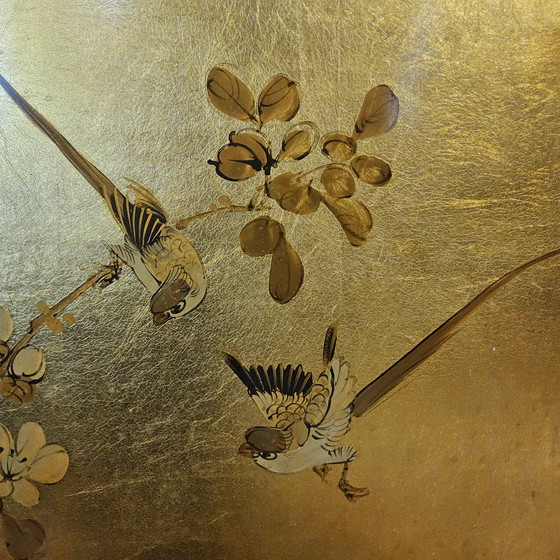 Image 1 of Vintage Chinese kast bladgoud en bloemen / oosterse kast / bohemian kast / Aziatische kast 