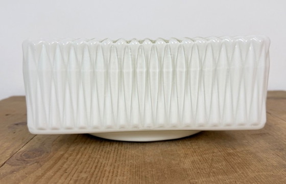 Lampada da Parete o Plafoniera Vintage con Vetro Latte, Anni '70, Plafoniere, Metallo, Bianco (foto 3 di 13)